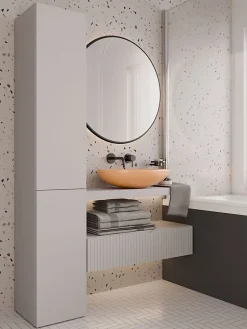 Meuble de salle de bain avec panier à linge, cachemire, 174 x 31 x 30cm