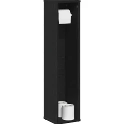 Meuble de salle de bain avec porte-rouleau noir 20,5x20x90 cm vidaXL