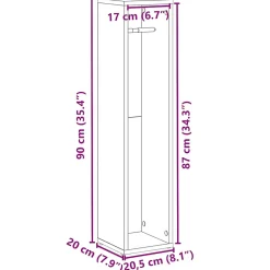 Meuble de salle de bain avec porte-rouleau noir 20,5x20x90 cm vidaXL