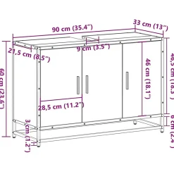 Meuble de salle de bain avec lavabo Chêne Sonoma 90 x 33 x 60 cm Bois d'ingénierie vidaXL