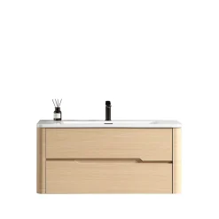Meuble de salle de bain avec vasque 100 cm effet chêne naturel Aquabale