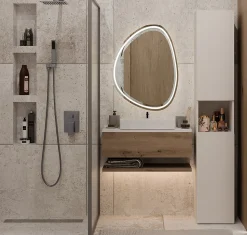 Meuble de salle de bain avec panier à linge, cachemire, 174 x 31 x 30cm