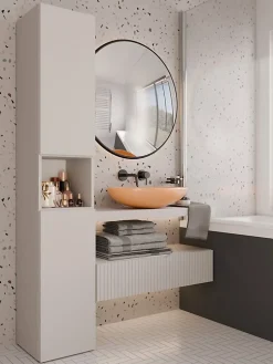 Meuble de salle de bain avec panier à linge, cachemire, 174 x 31 x 30cm