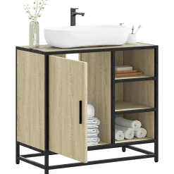 Meuble de salle de bain avec lavabo Chêne Sonoma 65 x 33 x 60 cm Bois d'ingénierie vidaXL