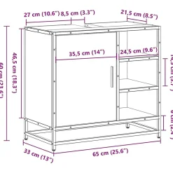 Meuble de salle de bain avec lavabo Chêne Sonoma 65 x 33 x 60 cm Bois d'ingénierie vidaXL