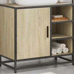 Meuble de salle de bain avec lavabo Chêne Sonoma 65 x 33 x 60 cm Bois d'ingénierie vidaXL