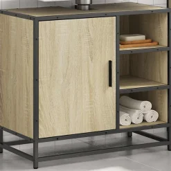 Meuble de salle de bain avec lavabo Chêne Sonoma 65 x 33 x 60 cm Bois d'ingénierie vidaXL