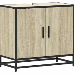 Meuble de salle de bain avec lavabo Chêne Sonoma 65 x 33 x 60 cm Bois d'ingénierie vidaXL