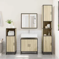 Meuble de salle de bain avec lavabo Chêne Sonoma 65 x 33 x 60 cm Bois d'ingénierie vidaXL