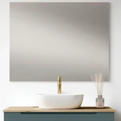 Meuble de salle de bain avec vasque, miroir et applique LED BOREAL 100x45 cm finition Bleu Océan mat 2 tiroirs suspendus Kibath