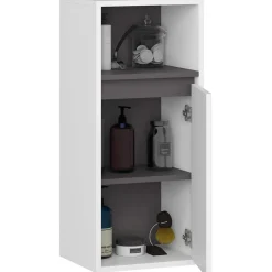Meuble de salle de bain, blanc/gris graphite, 35 x 80 x 30 cm