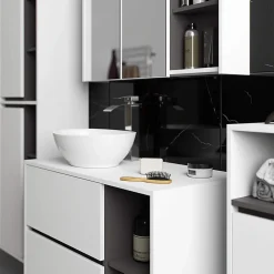 Meuble de salle de bain, blanc/gris graphite, 35 x 80 x 30 cm