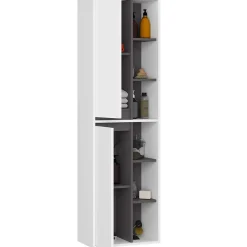 Meuble de salle de bain, blanc/gris graphite, 50 x 170 x 30 cm