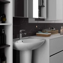Meuble de salle de bain, blanc/gris graphite, 50 x 170 x 30 cm