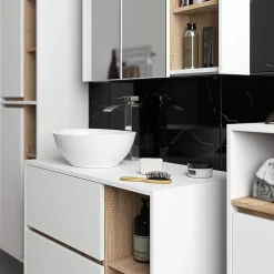 Meuble de salle de bain, blanc/chêne Sonoma, 50 x 170 x 30 cm
