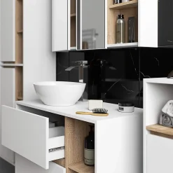 Meuble de salle de bain, blanc/chêne Sonoma, 50 x 170 x 30 cm