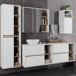 Meuble de salle de bain, blanc/chêne Sonoma, 35 x 80 x 30 cm
