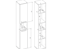 Meuble de salle de bain, blanc mat, blanc brillant, 30 x 174 x 30 cm