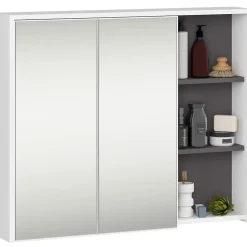 Meuble de salle de bain, blanc/gris graphite, 90 x 75 x 15 cm
