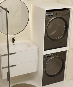 Meuble de salle de bain, blanc, 64 x 180 x 64 cm