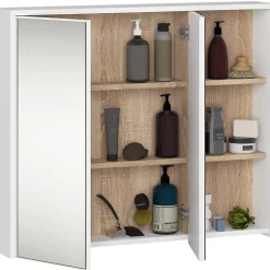 Meuble de salle de bain, blanc/chêne Sonoma, 90 x 75 x 15 cm
