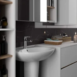 Meuble de salle de bain, blanc/chêne Sonoma, 90 x 75 x 15 cm