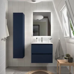 Meuble de salle de bain BEQUIA 60cm Bleu mat Vasque Porcelaine