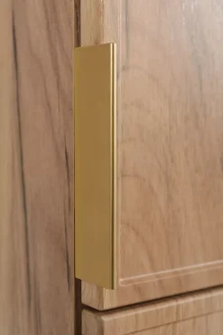 Meuble de salle de bain, Chêne Craft, poignée dorée, 35 x 136 x 27 cm
