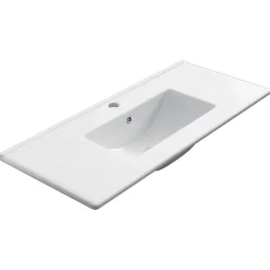 Meuble de salle de bain 100cm simple vasque - sans miroir - 2 tiroirs - tabaco (bois foncé) - LUNA
