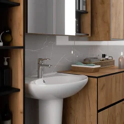 Meuble de salle de bain, chêne artisanal/noir, 50 x 170 x 30 cm