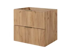 Meuble de salle de bain, Chêne Craft, poignée dorée, 140 ( 2 x 60 + 20) x 46 x 57 cm