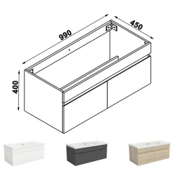 Meuble de salle de bain 100cm à double porte, suspendu, blanc