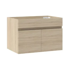 Meuble de salle de bain 80cm à double porte, suspendu, Chêne