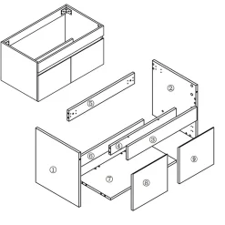 Meuble de salle de bain 80cm à double porte, suspendu, Chêne