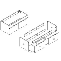 Meuble de salle de bain 100cm à double porte, suspendu, Chêne