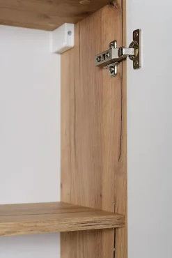 Meuble de salle de bain, Chêne Craft, poignée argentée, 35 x 136 x 27 cm