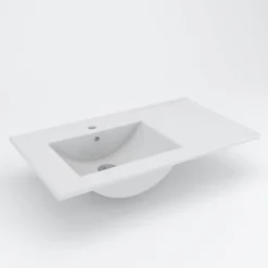 Meuble de salle de bain 120cm vasque déportée - 2 tiroirs et 2 niches - sans miroir - OLYMPE - cambrian (chêne)