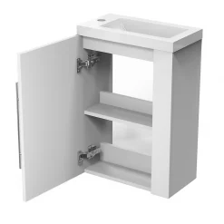 Meuble de salle de bain 44cm avec 2 compartiments, suspendu, blanc