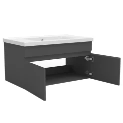Meuble de salle de bain 80cm à double porte, suspendu, Anthracite