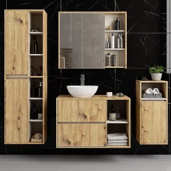Meuble de salle de bain, chêne artisanal/cachemire, 50 x 170 x 30 cm