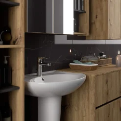 Meuble de salle de bain, chêne artisanal/gris graphite, 90 x 75 x 15 cm