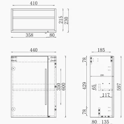 Meuble de salle de bain 44cm avec 2 compartiments, suspendu, Anthracite