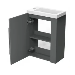 Meuble de salle de bain 44cm avec 2 compartiments, suspendu, Anthracite