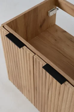 Meuble de salle de bain, Chêne Craft + poignée noire, 40 x 57 x 46 cm