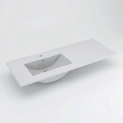 Meuble de salle de bain 120cm avec vasque à gauche - sans miroir - 2 tiroirs et 1 placard - blanc - ZARZA