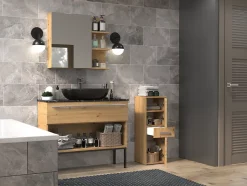 Meuble de salle de bain, chêne artisan, 85 x 30 x 30 cm
