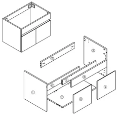 Meuble de salle de bain 60cm à double porte, suspendu, Chêne