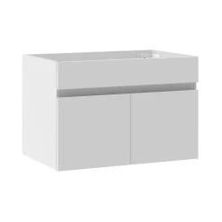Meuble de salle de bain 60cm à double porte, suspendu, blanc