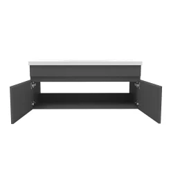 Meuble de salle de bain 100cm à double porte, suspendu, Anthracite
