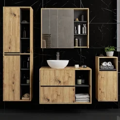 Meuble de salle de bain, chêne artisanal/gris graphite, 50 x 170 x 30 cm